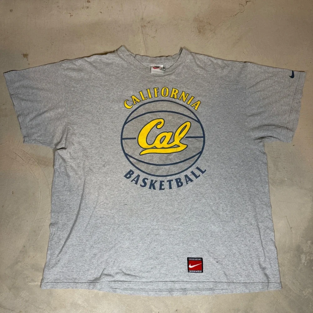 Vintage 90s Nike Team Sports Cal California Basketball T-Shirt Mens XXL Gray 90s